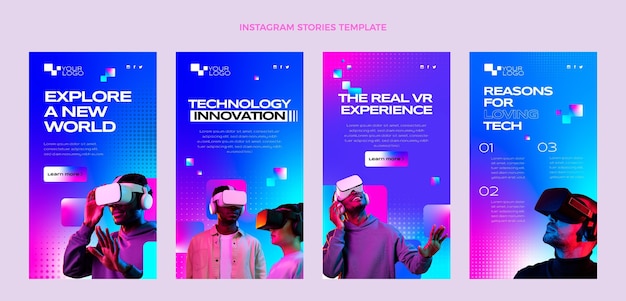 Histoires Instagram De Technologie De Demi-teinte Dégradée