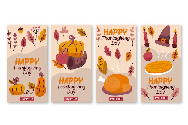 Histoires instagram de thanksgiving dessinées à la main