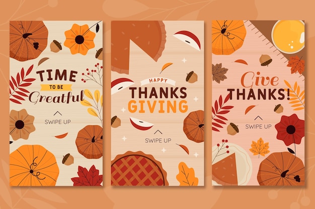 Histoires instagram de thanksgiving dessinées à la main