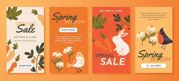 Histoires Instagram De Vente De Printemps Dessinées à La Main