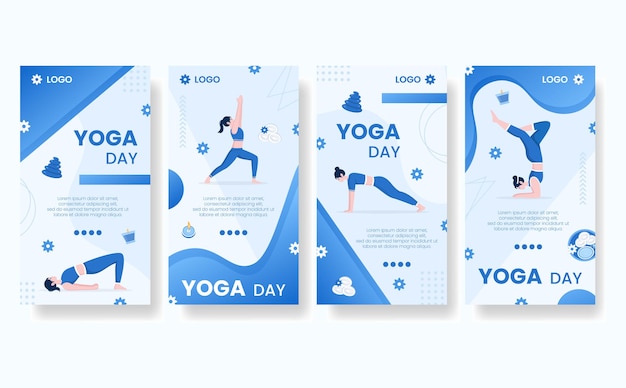Histoires de yoga et de méditation modifiables à partir d'une illustration d'arrière-plan carrée convient aux médias sociaux, aux flux, aux cartes, aux salutations, aux annonces internet imprimées et web