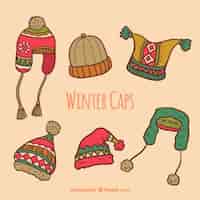 Vecteur gratuit hiver caps collection