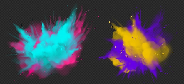 Vecteur gratuit holi peinture explosion de couleurs en poudre réaliste