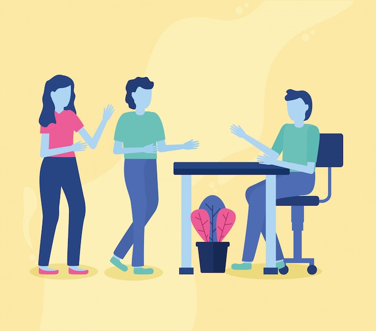 Vecteur gratuit homme assis sur une chaise de bureau