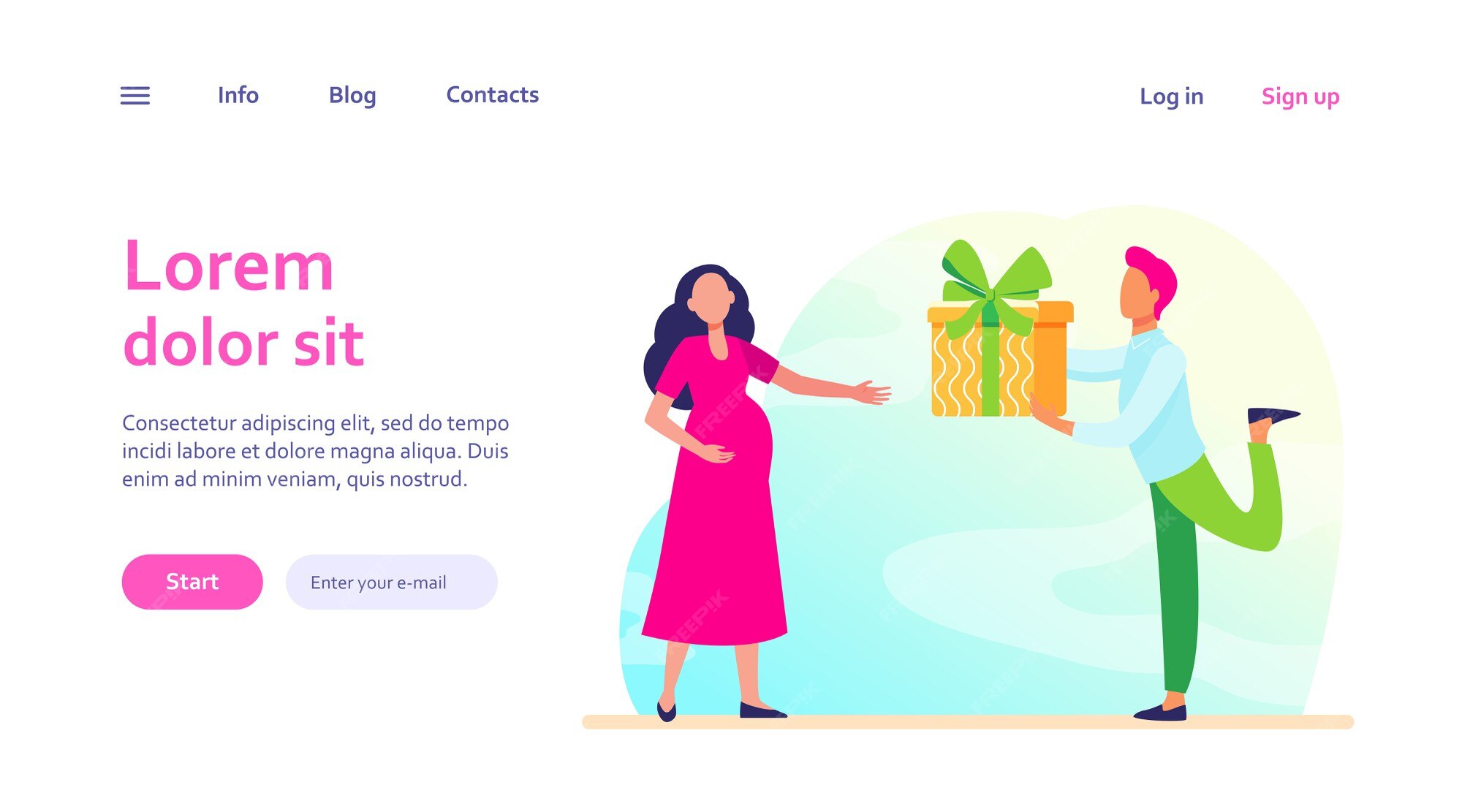 Homme Donnant Un Cadeau A Sa Femme Enceinte Attente De Couple Parents Cadeau Pour Bebe Famille Grossesse Concept D Amour Pour La Conception De Sites Web Ou La Page Web De Destination