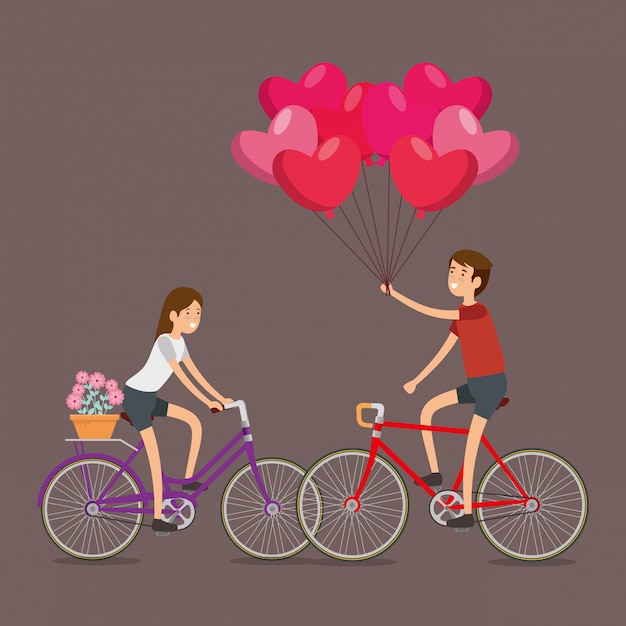 Homme Et Femme Célèbrent La Saint-valentin En Vélo