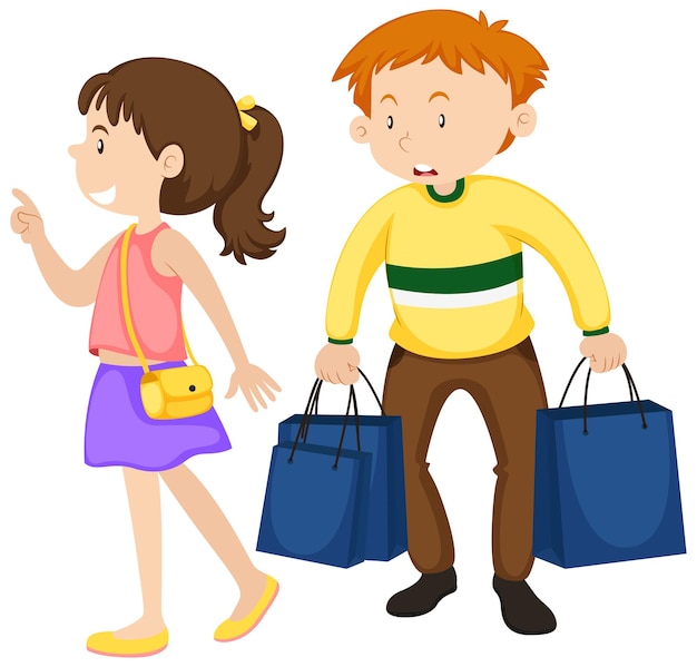 Homme et femme faisant du shopping