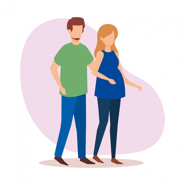 Vecteur gratuit homme avec personnages de grossesse femme