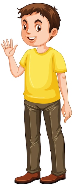 Un homme portant un dessin animé de t-shirt jaune