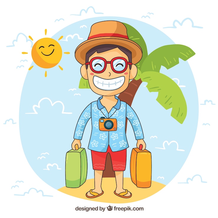 Vecteur gratuit homme souriant voyageant