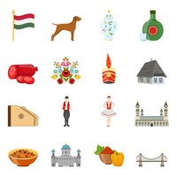 Hongrie travel icon set