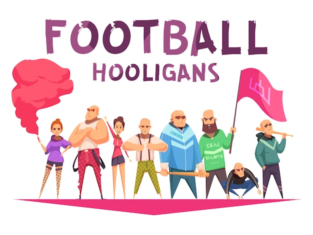 Vecteur gratuit hooligans de football dessinés à la main