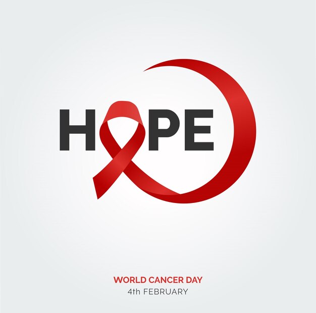 Hope Ribbon Typography 4 Février Journée Mondiale Contre Le Cancer