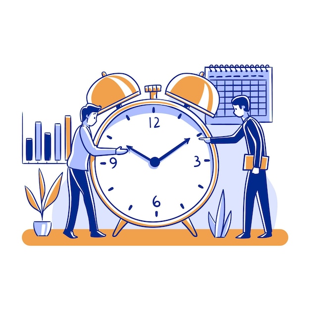 Vecteur gratuit horloge et gens de concept de gestion du temps