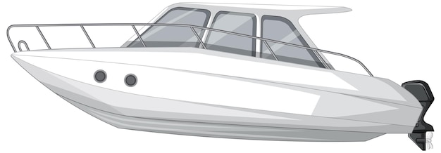 Hors-bord ou bateau à moteur isolé sur fond blanc