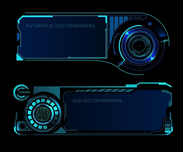 Hud interface bannières futuristes avec emplacement sur la carte du monde