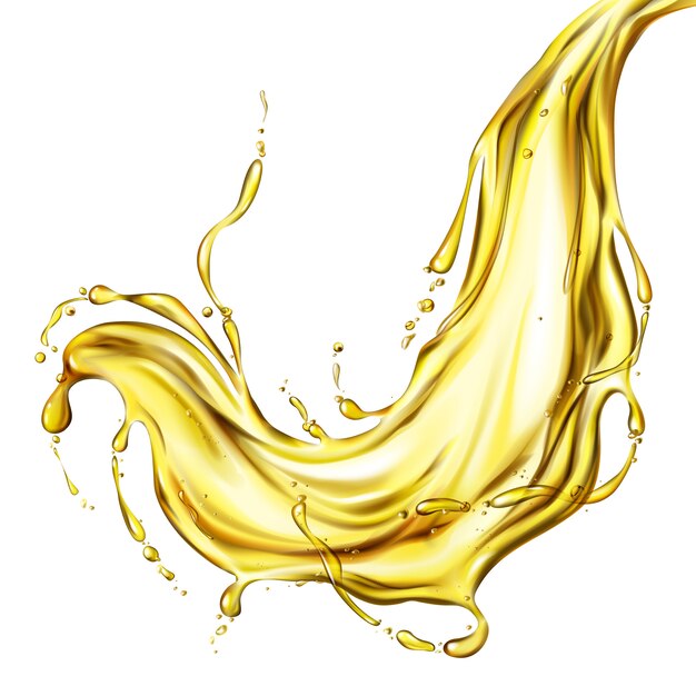 Huile de tournesol végétale ou d&#39;huile d&#39;olive avec éclaboussures de mouvement et gouttelettes