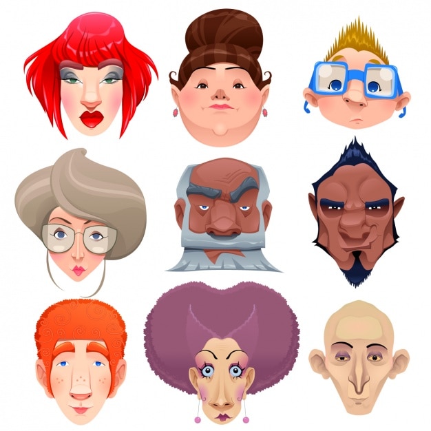 Vecteur gratuit human face collection