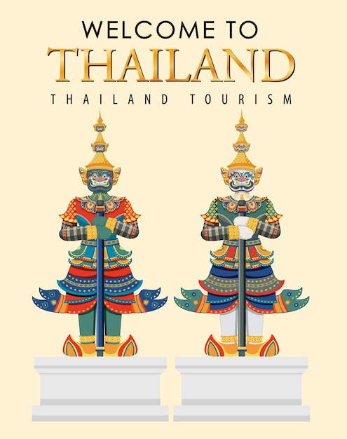 Vecteur gratuit icône de l'attraction et du paysage des démons géants de la thaïlande