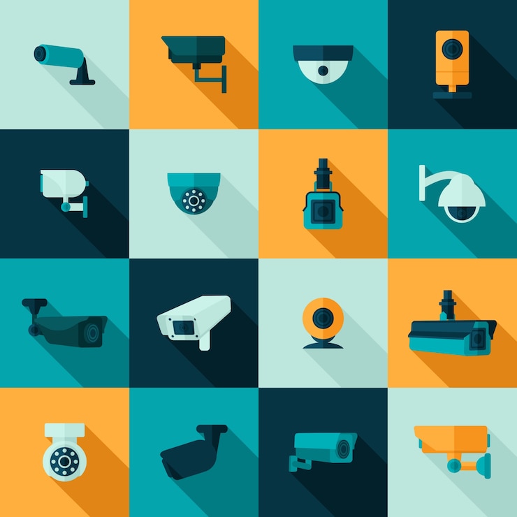 Vecteur gratuit icône de caméra de sécurité