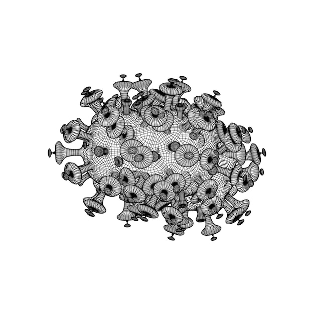 Icône de cellule de bactéries de coronavirus filaire low poly dessiné à la main 2019nCoV Nouvelle bactérie de coronavirus Aucune infection et arrêter les concepts de coronavirus Cellule de coronavirus dangereuse en Chine