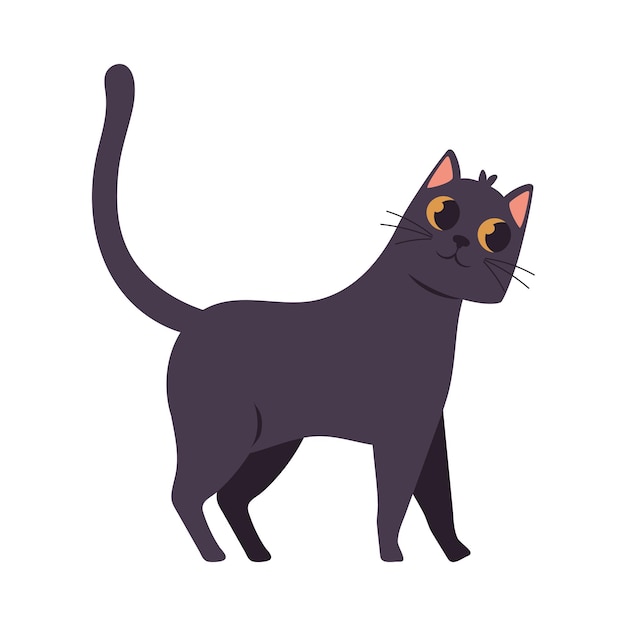 Vecteur gratuit icône de chat noir mignon isolé