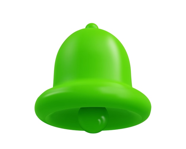 Vecteur gratuit icône de cloche de notification 3d isolée sur fond blanc cloche de sonnerie verte réaliste pour le rappel des médias sociaux