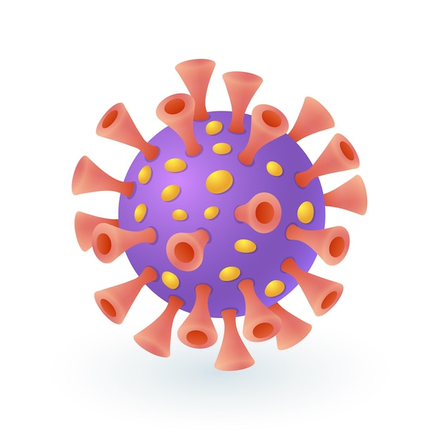 Vecteur gratuit icône colorée de virus covid ou coronavirus dans un style de dessin animé 3d. infection, bactérie, grippe ou illustration vectorielle plate des cellules grippales. maladie, biologie, microbiologie, épidémie