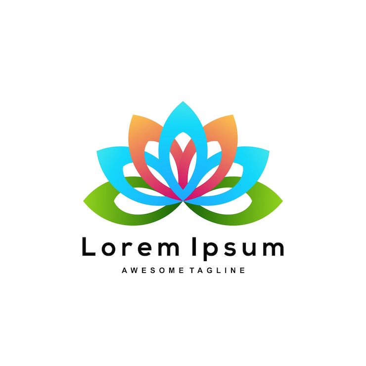 Vecteur gratuit icône de couleur de conception de logo lotus
