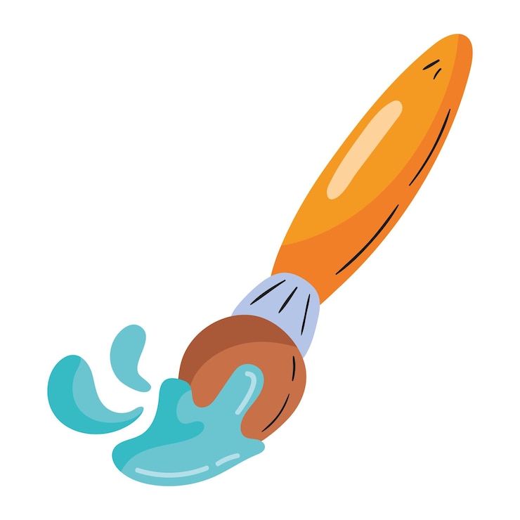 Vecteur gratuit icône de couleur de pinceau d'art