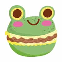 Vecteur gratuit l'icône de dessin animé de matcha macaroon isolée