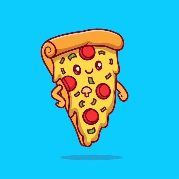 Vecteur gratuit icône de dessin animé de tranche de pizza illustration d'un objet alimentaire icône de vecteur plat isolé