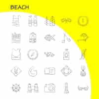 Vecteur gratuit icône dessinée à la main de la plage pour l'impression web et le kit uxui mobile tel que le pack de pictogrammes de volley-ball sport beach net sport beach