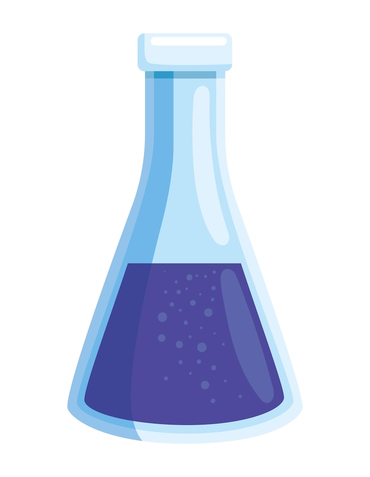 Vecteur gratuit l'icône du liquide bleu dans le flacon de verre est isolée.