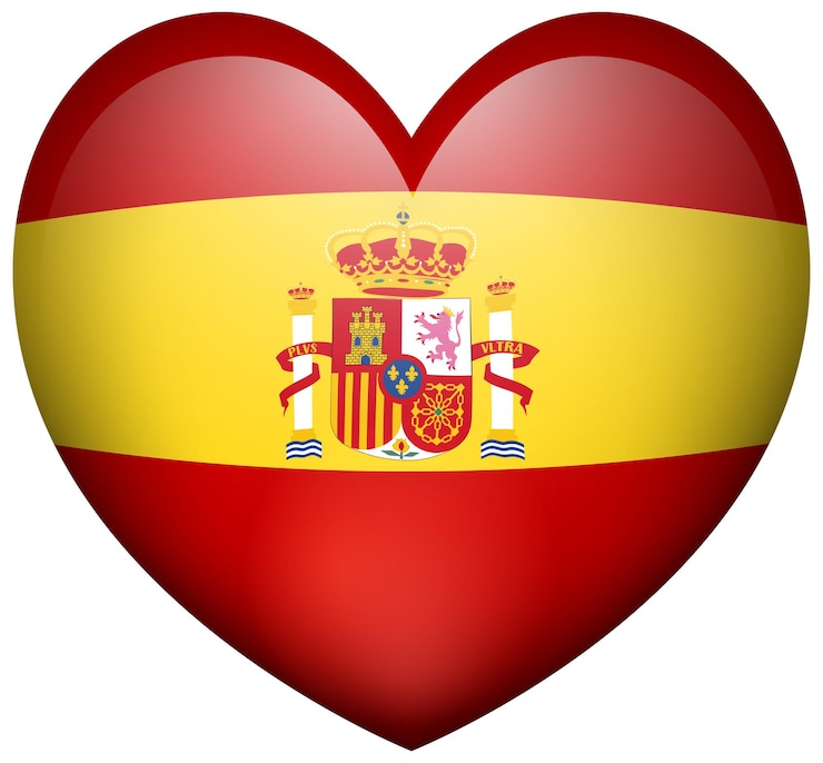 Vecteur gratuit icône de forme de coeur pour le drapeau de l'espagne