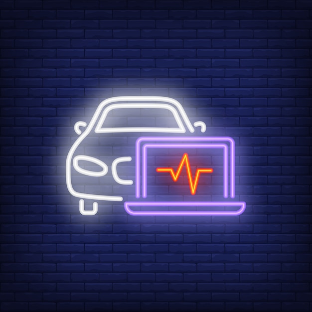 Vecteur gratuit icône néon du diagnostic de voiture