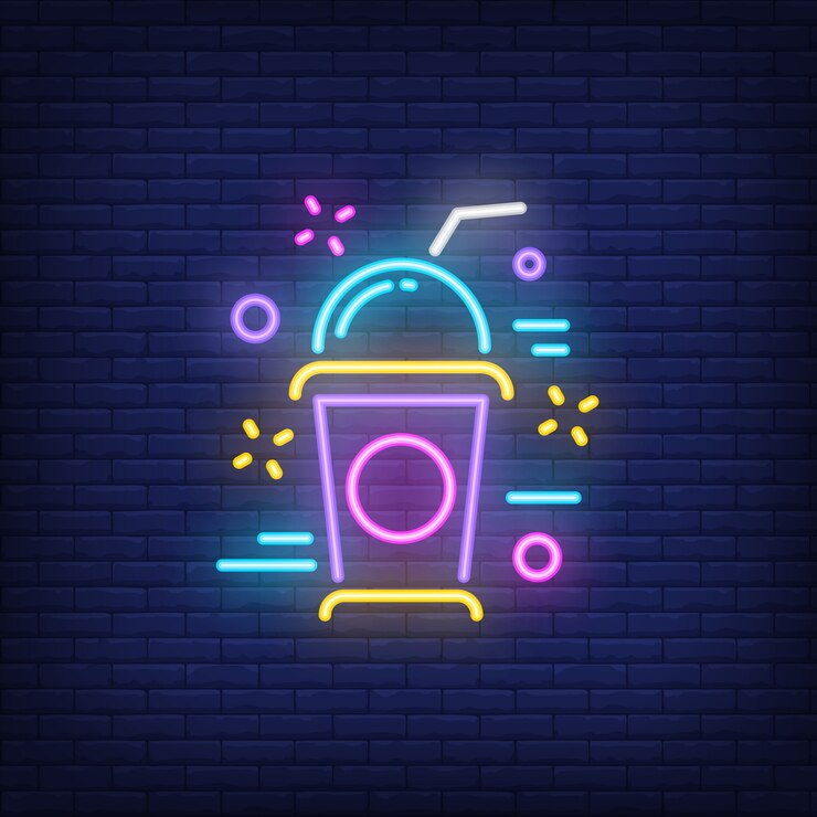 Vecteur gratuit icône de néon de milkshake