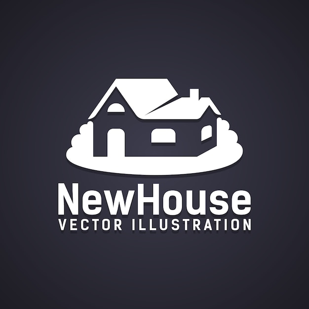 Vecteur gratuit icône de nouvelle maison avec texte ci-dessous - illustration vectorielle de nouvelle maison - représentant une propriété d'achat immobilier ou une nouvelle construction de construction