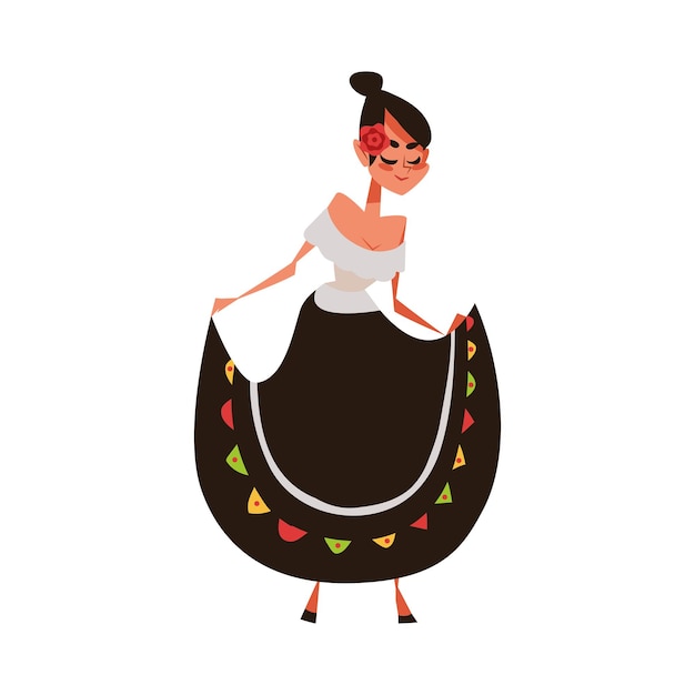 Vecteur gratuit icône de personnage de femme mexicaine isolée