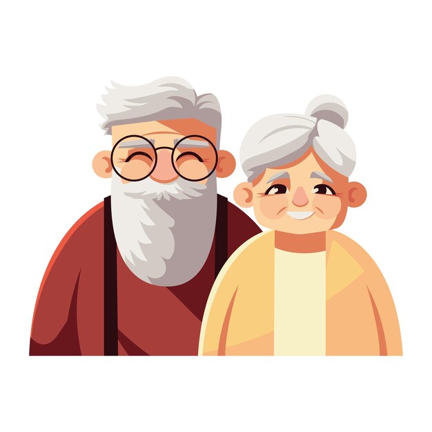 icône de personnages plus âgés de la fête des grands-parents isolée