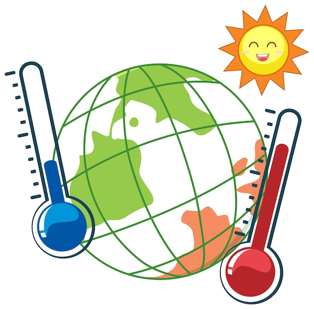 Vecteur gratuit icône de planète terre temps ensoleillé