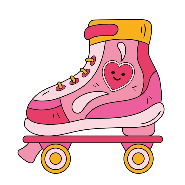 Vecteur gratuit icône pop art skate rose