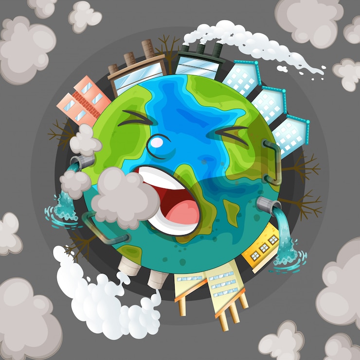 Vecteur gratuit une icône de terre polluée