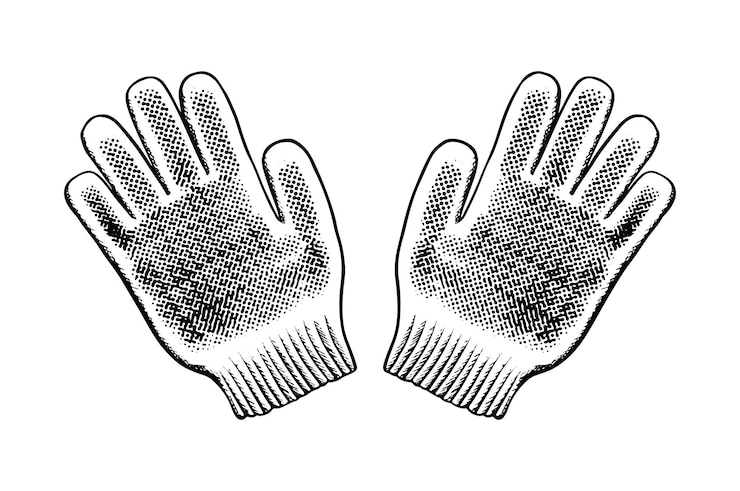 Vecteur gratuit icône de vecteur dessinés à la main gants de jardin isolés sur fond blanc