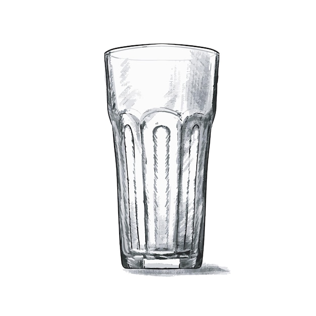 Icône de vecteur dessinés à la main verre isolé sur fond blanc