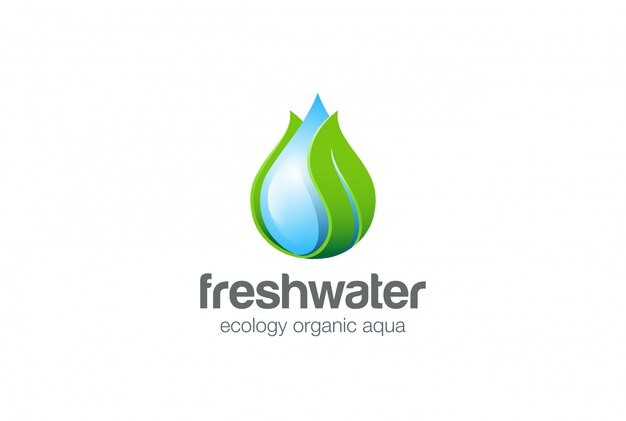 Icône de vecteur de feuille de goutte d'eau Logo.