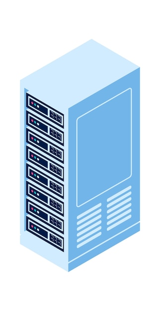 Icône de vecteur isométrique isolé rack serveur, équipement pour le cloud computing et le stockage d'informations