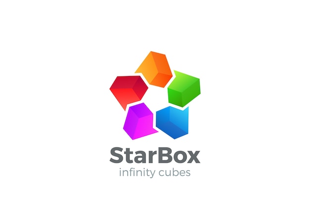 Icône de vecteur de logo de boîtes étoiles.