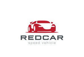 Vecteur gratuit icône de vecteur de logo de voiture de sport rouge. style d'espace négatif