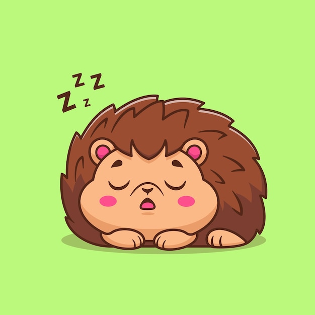 Icône Vectoriel De Dessin Animé Cute Hedgehog Sleeping Illustration Icône De Nature Animale Vecteur Plat Isolé